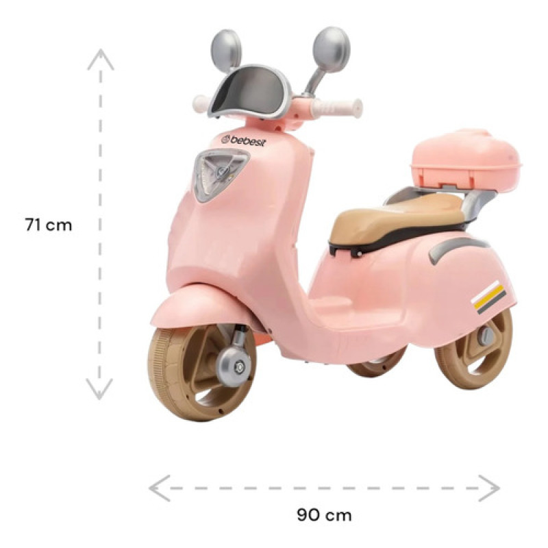 Moto Scooter Infantil A Batería Bebesit Scooby Color Rosa