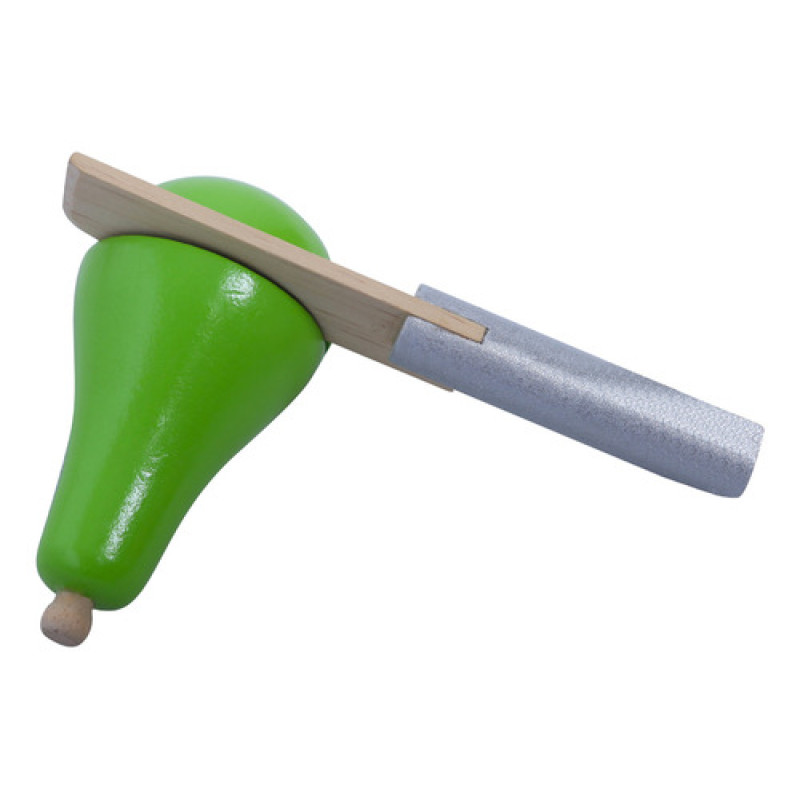 Set De Frutas De Madera  12 Piezas Con Bandeja Y Cuchillo