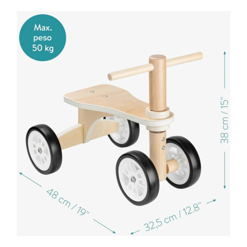 Triciclo Bebe Equilibrio Buggy De Madera + Trailer Edufun