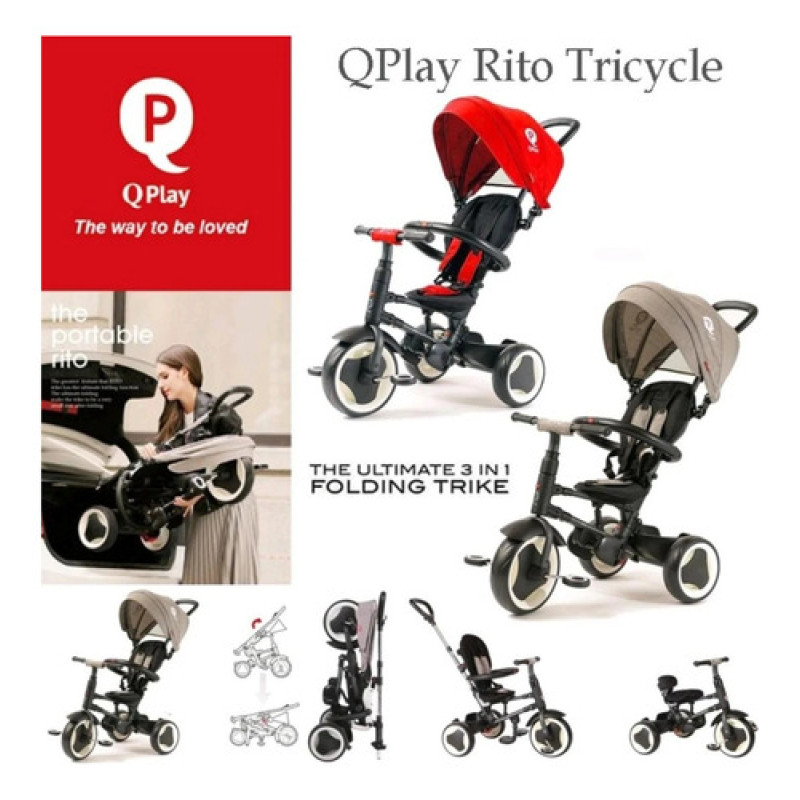 Triciclo Rito Plegable Qplay By Bebesit Color Gris
