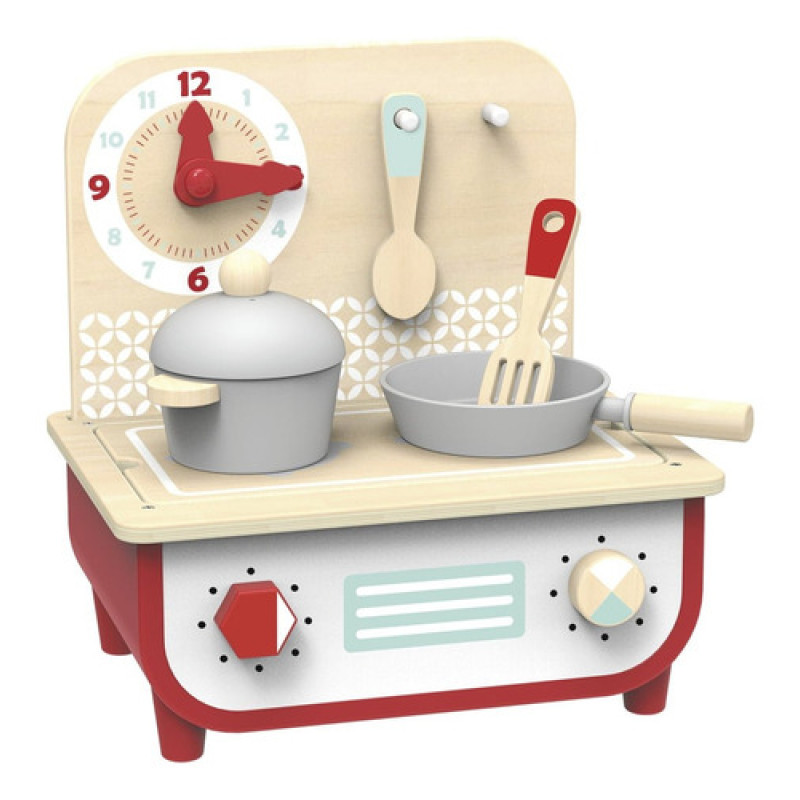 Juego De Cocina + Barbaoca De Madera Tooky Toy + Accesorios