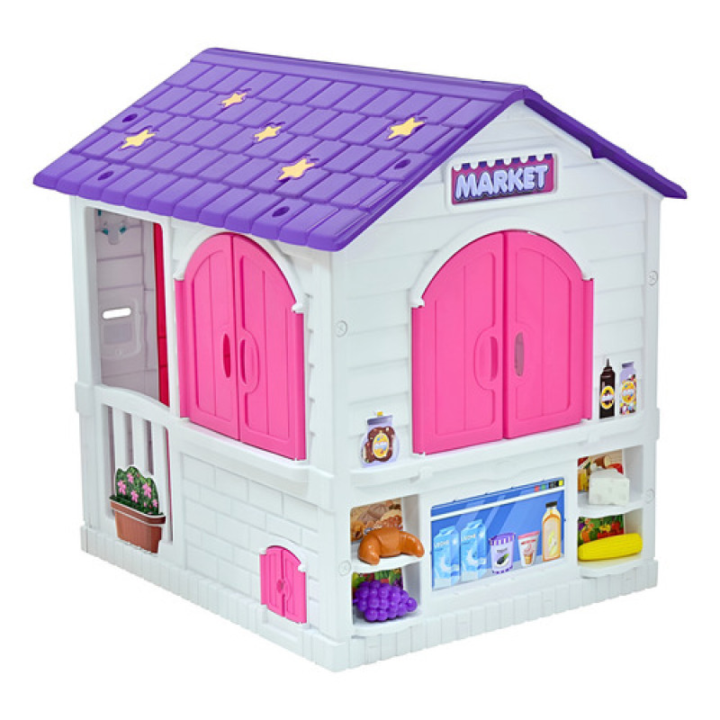 Casita Infantil Y Mercado 2en1 Jardin Luz Timbre Niños Rosa Niña