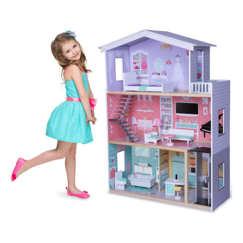 Casita De Muñecas Doll House Extra Grande Con Accesorios Violeta