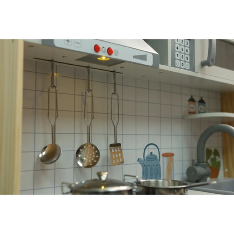 Cocina De Madera Infantil Edufun Con Campana Y Lavarropas Blanco