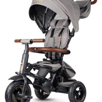 Triciclo 3en1 Plegable Con Protección Uv50 Rito Deluxe Qplay Gris