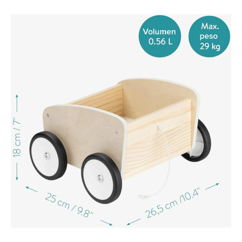 Triciclo Bebe Equilibrio Buggy De Madera + Trailer Edufun