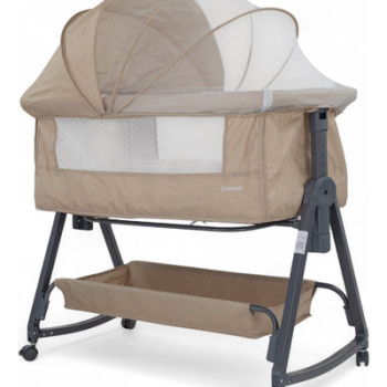 Cuna Colecho Mecedora 2en1 Con Mosquitero Bebesit Beige Liso Beige