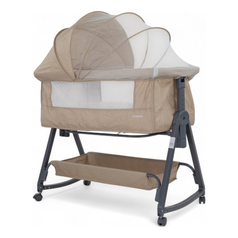 Cuna Colecho Mecedora 2en1 Con Mosquitero Bebesit Beige Liso Beige