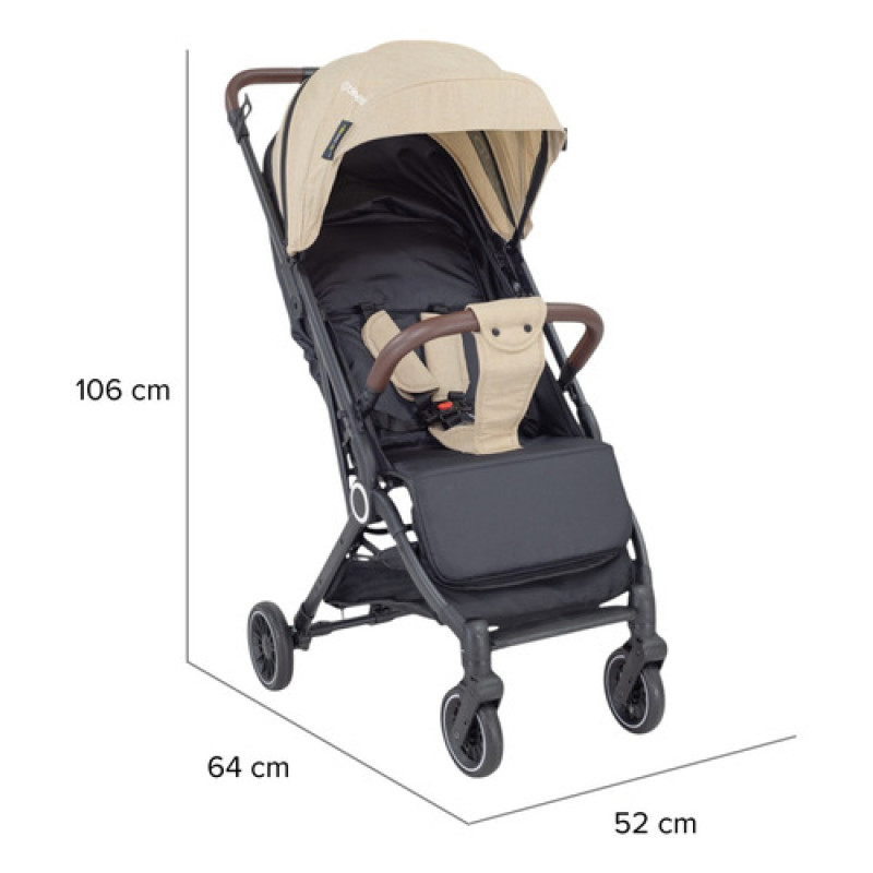 Coche De Paseo Micro Bebesit Compacto De Viaje Hasta 25kg Beige Negro