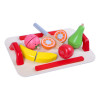 Set De Frutas De Madera  12 Piezas Con Bandeja Y Cuchillo