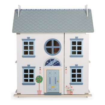 Casita De Muñecas De Madera 3 Pisos + Accesorios Doll House Celeste