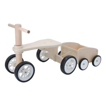 Triciclo Bebe Equilibrio Buggy De Madera + Trailer Edufun