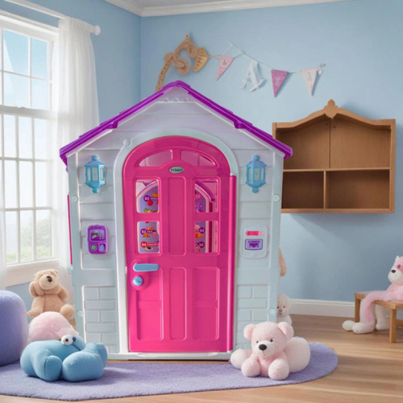 Casita Infantil Y Mercado 2en1 Jardin Luz Timbre Niños Rosa Niña
