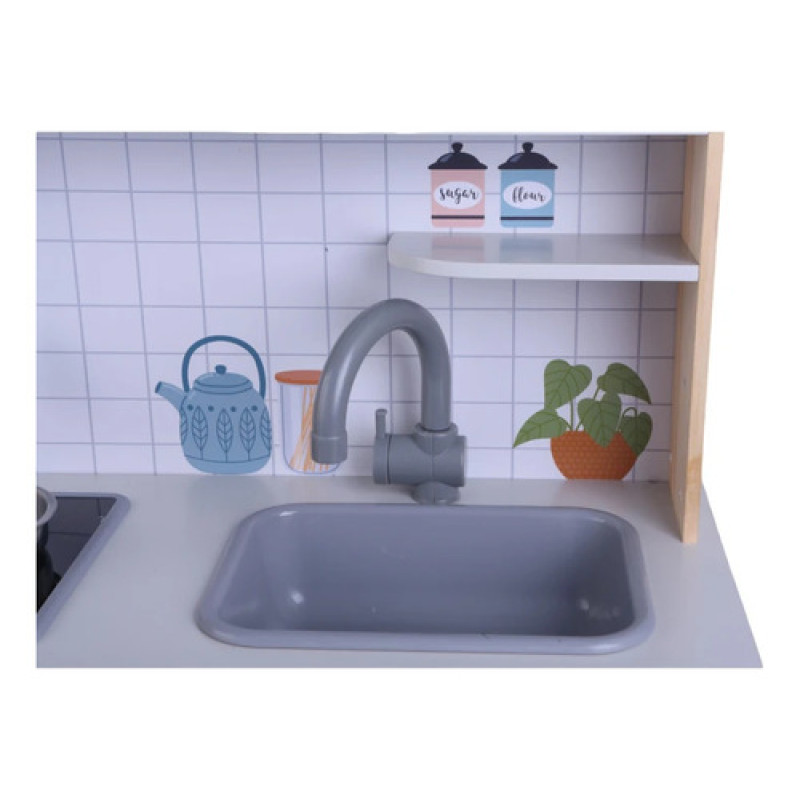 Cocina De Madera Infantil Edufun Con Campana Y Lavarropas Blanco