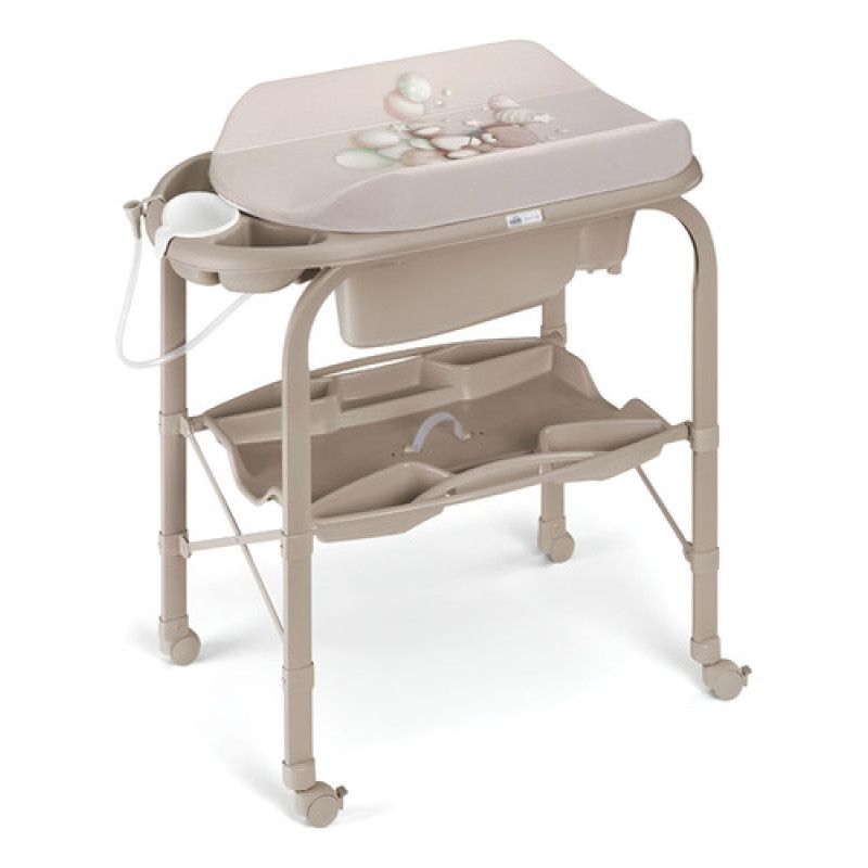 Catre De Baño Cambio Con Ruedas Y Asiento Antideslizante Beige