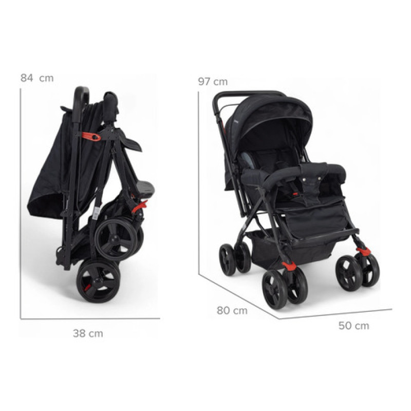 Coche De Paseo Bebesit Roma Plegable Con Manillar Reversible Negro Negro