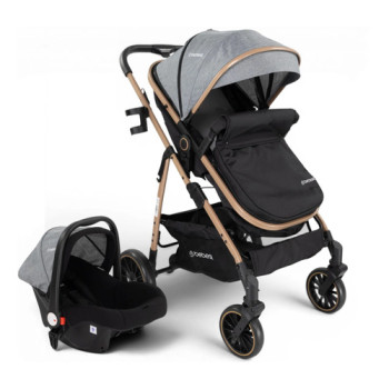 Coche Travel System Jumbo Con Baby Silla Ruedas Todo Terreno