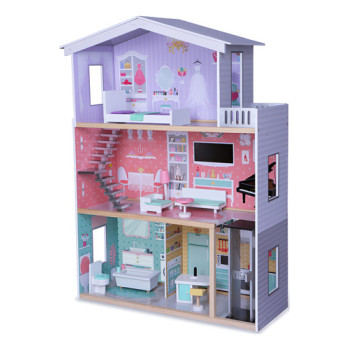 Casita De Muñecas Doll House Extra Grande Con Accesorios Violeta