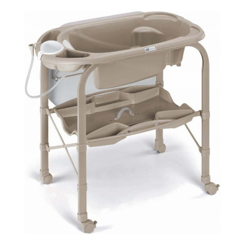 Catre De Baño Cambio Con Ruedas Y Asiento Antideslizante Beige