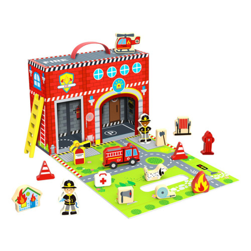 Juguete En Caja Tooky Toy Estacion De Bomberos