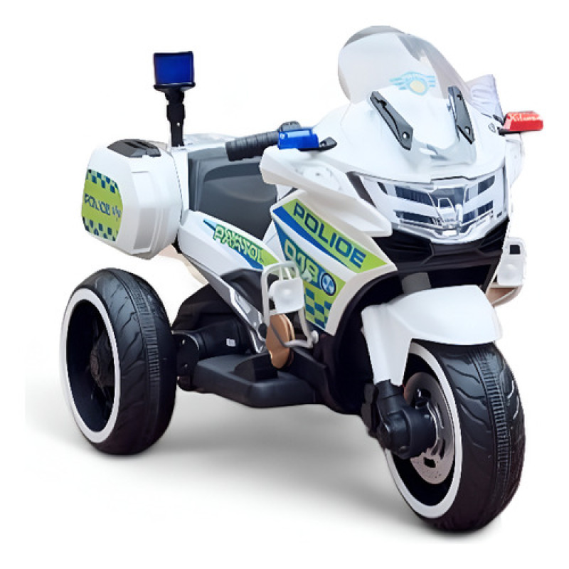 Moto A Batería Policía Bebesit 6v Luces Led Y Música 50kg
