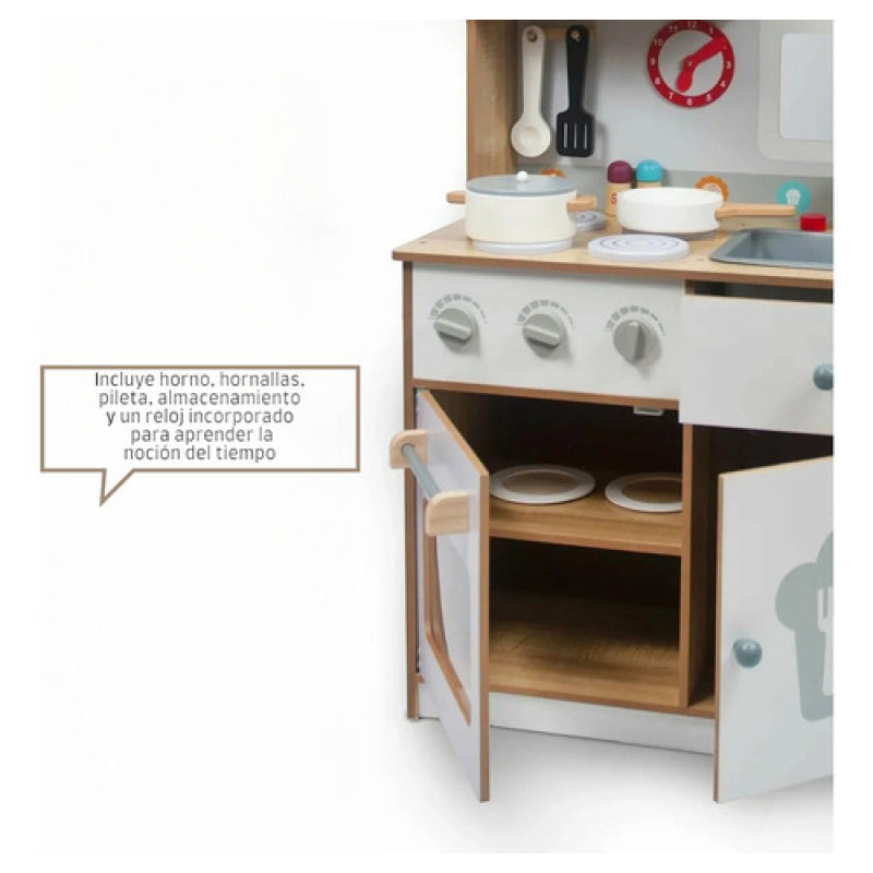 Cocina De Madera Con Accesorios Y Reloj Bebesit Edufun