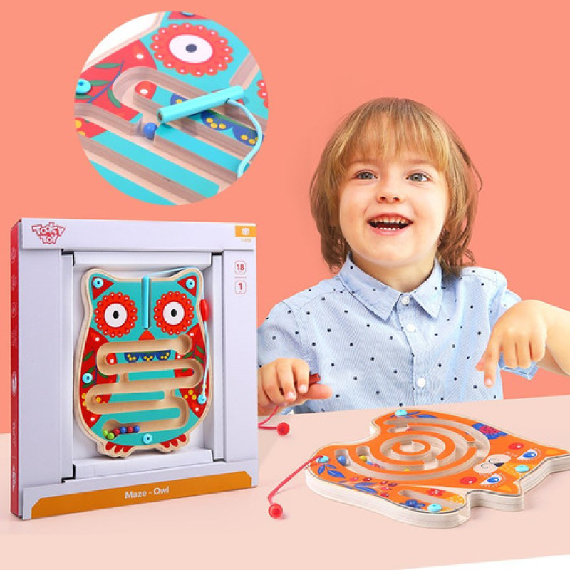 Juguete Buho Laberinto Magnetico De Madera Tooky Toy