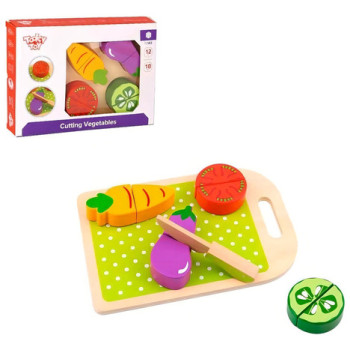 Juego Didactico Cortando Frutas Verduras De Madera Tooky Toy