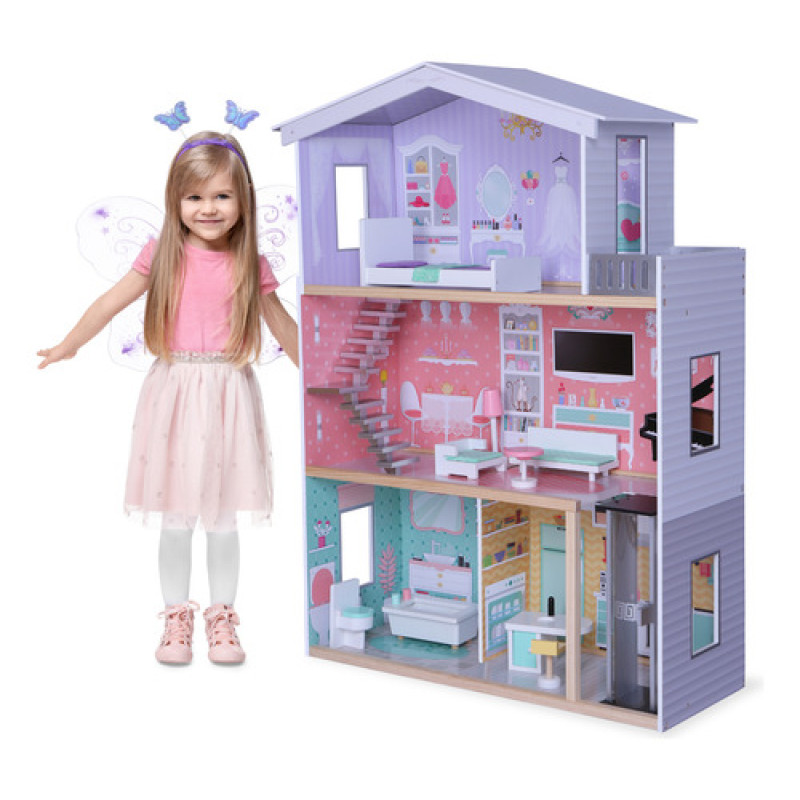 Casita De Muñecas Doll House Extra Grande Con Accesorios Violeta