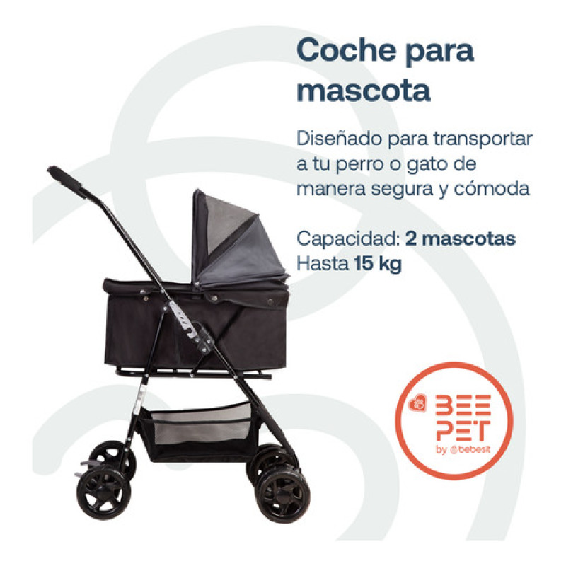 Carro Coche Plegable Para Perros Gatos Beepet Gris