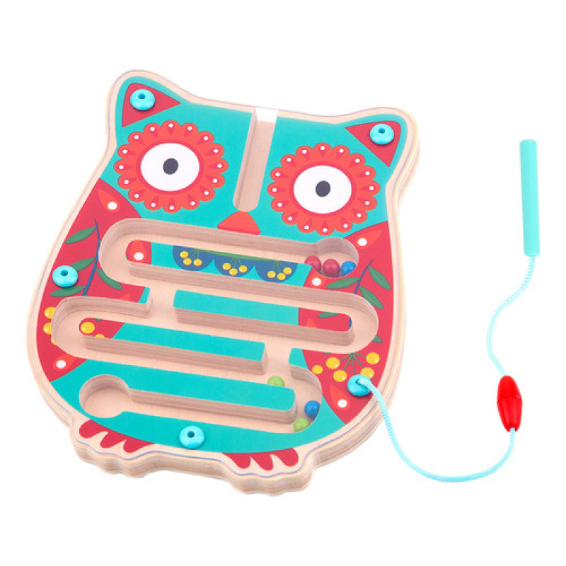 Juguete Buho Laberinto Magnetico De Madera Tooky Toy